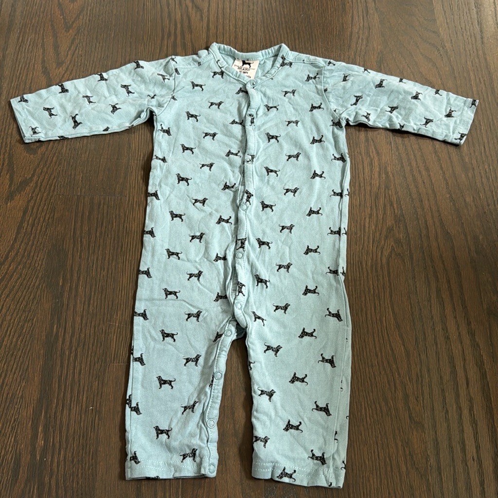 The Black Dog Brand Lil Kids Mini Dog Long Onesie  12m